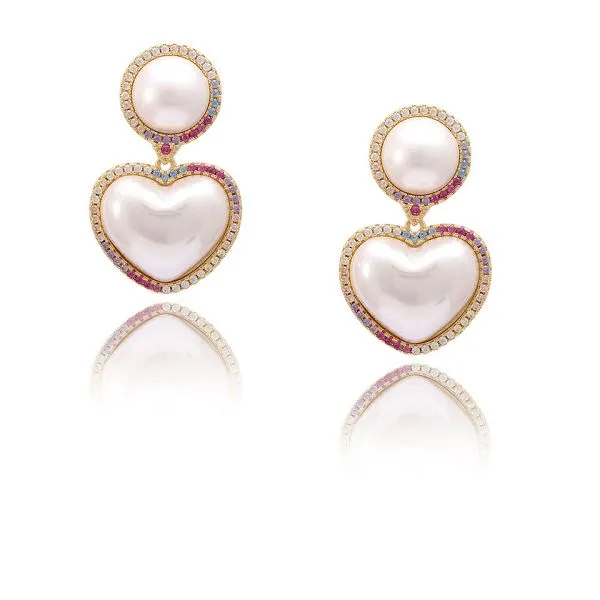 Серцеподібна сережка з перлами у формі серця